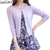 lollas New Solid Color Fashion Women Sweater Female Cardigan Thin Outerwear Summer Short Design Knit Long-sleeve Sweater