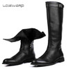 LOISWORD Large size EUR45 slim zipper knee high mens boots genuine leather motorcycle boots fashion mens winter boots