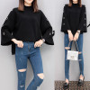 fashion 2017 New Autumn Women's Clothing Solid Female Pullover Tops Losse Turtleneck Flare Sleeves Sweater Women Plus Size
