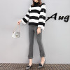 fashion 2017 New Autumn Women's Clothing Solid Female Pullover Tops Losse Turtleneck Flare Sleeves Sweater Women Plus Size