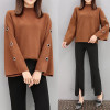 fashion 2017 New Autumn Women's Clothing Solid Female Pullover Tops Losse Turtleneck Flare Sleeves Sweater Women Plus Size