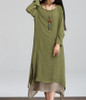 Fashion 2017 Cotton Linen Vintage Dress Summer Autumn Women Casual Loose  Long Maxi Dresses  Plus Size A507