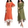 Fashion 2017 Cotton Linen Vintage Dress Summer Autumn Women Casual Loose  Long Maxi Dresses  Plus Size A507
