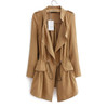 Fashion 2017 Autumn Long Trench Coat  For Women Open Stitch Drawstring Waist Outwear Solid  Casual Female Windbreaker  HH072