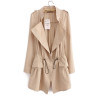 Fashion 2017 Autumn Long Trench Coat  For Women Open Stitch Drawstring Waist Outwear Solid  Casual Female Windbreaker  HH072