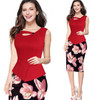 Fantaist Women Summer Sleeveless Button Flare Floral Print Elegant Business Party Formal Work Office Peplum Bodycon Pencil Dress Fantaist Women Summer Sleeveless Button Flare Floral Print Elegant Business Party Formal Work Office Peplum Bodycon Pencil Dress