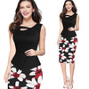 Fantaist Women Summer Sleeveless Button Flare Floral Print Elegant Business Party Formal Work Office Peplum Bodycon Pencil Dress Fantaist Women Summer Sleeveless Button Flare Floral Print Elegant Business Party Formal Work Office Peplum Bodycon Pencil Dress