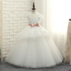2017 Flower Girl Dresses Kids Ball Gown Short Sleeve Tulle Appliques Lace Bow First Communion Dresses For Girls Pageant Dress