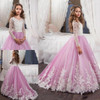2017 Flower Girl Dresses Elegant Pageant Dresses Appliques Beaded Ball Gown First Communion Dresses for Girl Kids Evening Gown