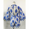 2017 Flare Sleeve Women Playsuits Tassel Rompers Women Jumpsuit Blue Floral Pattern Loose Lady Clothes Summer Beach Playsuit