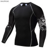 2017 Fitness MMA Compression Shirt Men Rashguard Male Long Sleeve T Shirt Crossfit Bodybuilding Men Skull Print 3D T Shirt Tops