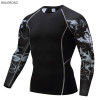 2017 Fitness MMA Compression Shirt Men Rashguard Male Long Sleeve T Shirt Crossfit Bodybuilding Men Skull Print 3D T Shirt Tops