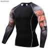 2017 Fitness MMA Compression Shirt Men Rashguard Male Long Sleeve T Shirt Crossfit Bodybuilding Men Skull Print 3D T Shirt Tops