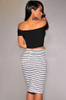 2017 Fashion Women skirt Stripe High Waist Pencil Skirt Lace Zipper Midi Plus Size White And Black Sexy Bodycon Skirt For Women