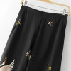 2017 Fashion Women Red Crowned Crane printing Ankle-Length Pants Casual Vintage Wide Leg Pant Loose Comfortable trousers P152