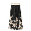 2017 Fashion Women Red Crowned Crane printing Ankle-Length Pants Casual Vintage Wide Leg Pant Loose Comfortable trousers P152