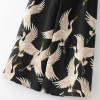 2017 Fashion Women Red Crowned Crane printing Ankle-Length Pants Casual Vintage Wide Leg Pant Loose Comfortable trousers P152