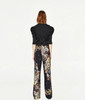 2017 Fashion Women Palazzo Pants Black Flower Elastic Waist Drawstring Causal Pants Wide Leg Pant Vintage Women Clothing PT140