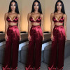 2017 Fashion Women Loose Stretch High Waist Wide Leg Long Pants Palazzo Trousers Bustier Top