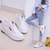 2017 Fashion Women Leather White Shoes Platform Lace Up Shoes Woman High Increasing Casual Flats Shoes For Lady Spring Autumn