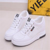 2017 Fashion Women Leather White Shoes Platform Lace Up Shoes Woman High Increasing Casual Flats Shoes For Lady Spring Autumn
