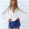 2017 Fashion Women Ladies Lantern Long Sleeve Loose Blouse Summer V Neck Casual Shirt 2017 Fashion Women Ladies Lantern Long Sleeve Loose Blouse Summer V Neck Casual Shirt