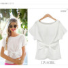 2017 fashion women kimono Bowknot blouses O-neck short sleeve shirts chiffon casual vintage tops plus size 4XL blusas blouse new