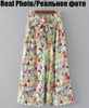 2017 Fashion Women Floral  Pant Retro Vintage Wide Leg Pants Summer Causal Trousers with Bow Belt PT156