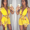 2017 Fashion Women Clubwear Chiffon Belt Playsuit Bodycon Floral Party Jumpsuit&Romper