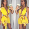 2017 Fashion Women Clubwear Chiffon Belt Playsuit Bodycon Floral Party Jumpsuit&Romper