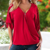 2017 Fashion Women Blouses Sexy V Neck Zipper Half Sleeve Shirt Women Plus Size  Blouse Casual Loose Blusas Women Tops