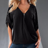 2017 Fashion Women Blouses Sexy V Neck Zipper Half Sleeve Shirt Women Plus Size  Blouse Casual Loose Blusas Women Tops
