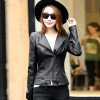 2017 Fashion Winter Autumn Women Faux Soft Leather Jacket Long Sleeve Zippers Motorcycle Coat Black Gray PU Jackets CS616