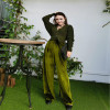 2017 Fashion Velvet High Waist Wide Leg Pants Women Autumn Winter New Trousers Clothing Velour Baggy Loose Long Full Length New