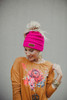 Messy Bun Knitted Beanie Hat - Hot Pink