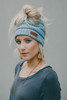 Messy Bun Knitted Beanie - Seafoam Gray