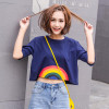 Merry Pretty Summer New Fashion Harajuku Women T-shirt Kawaii Rainbow Print Crop tops Tees Cute Cotton Top Short Sleeve T-Shirts