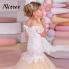 Mermaid Lace Flower Girl Dresses for Weddings 2017 Champagne Kids Evening Dress Holy Communion Dresses For Girls Pageant Gowns