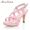 Meotina Women Sandals Gladiator Sandals Women Summer Platform Sandals Big Size 10 42 High Heels Female Cutout Pink Ladies Shoes