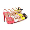 Meotina Hot Sale Fashion Summer Women Sandals Summer Heels Gladiator Party Platform Thin High Heels Female Cutout Yellow Shoes