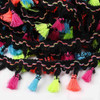 FENGRISE 2 Yards 4.5 cm Rainbow Tassel Lace Trim Cotton Fabric Ribbon Fringe Drop Handmade Sewing Curtains Clothes Accessories