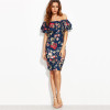 Fenghua Summer Dress Women 2017 Party Elegant Sexy Slim Casual Dresses Slim Floral Off Shoulder Dress Bodycon Vestidos DS032