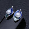 FENASY Pearl Jewelry earrings, natural Pearl leaf flower earrings women,wedding jewelry love fashion party earrings jewelry box