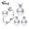 FENASY Pearl Jewelry Brand wedding engagement jewelry sets Natural Pearl pendant Necklace women/stud Earrings,crown ring