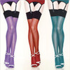 Female Erotic Porn Sexy Contrast Color Shine Thigh High Long Stockings Vintage Hose Oil Flashing Pantyhose Leggings Panties