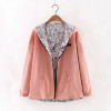 FEKEHA 2018 Autumn Women Bomber Basic Jacket Pocket Zipper Hoodies Women Two Side Wear Cartoon Print Outwear Loose Coat