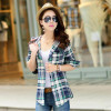 FEKEHA M-XXL 2018 Ladies Blouses Summer Two Pockets Casual Cotton Hoodies Plaid Shirts Women Cotton Blusas Feminina Women Tops