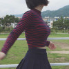 2017 New Stripe T-shirt Women Thin Short Slim Semi Turtleneck Long Sleeve T Shirts Kpop Harajuku Sexy Female Tops Clothes Autumn