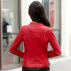 2017 New Spring Women Faux Leather Jacket Fashion Women Coat Female Leather Jacket Zipper Rivet Washed PU Leather Jacket Brand