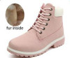 2017 new spring shoes Pink Nubuck Leather Women Boots Lace up Casual Ankle Boots Martin Round Toe Shoes Timber Boots 40N0882